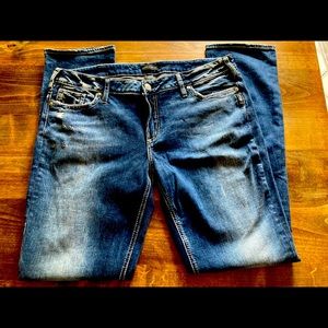 Elyse Distressed Silver jeans size 34W/34 L
